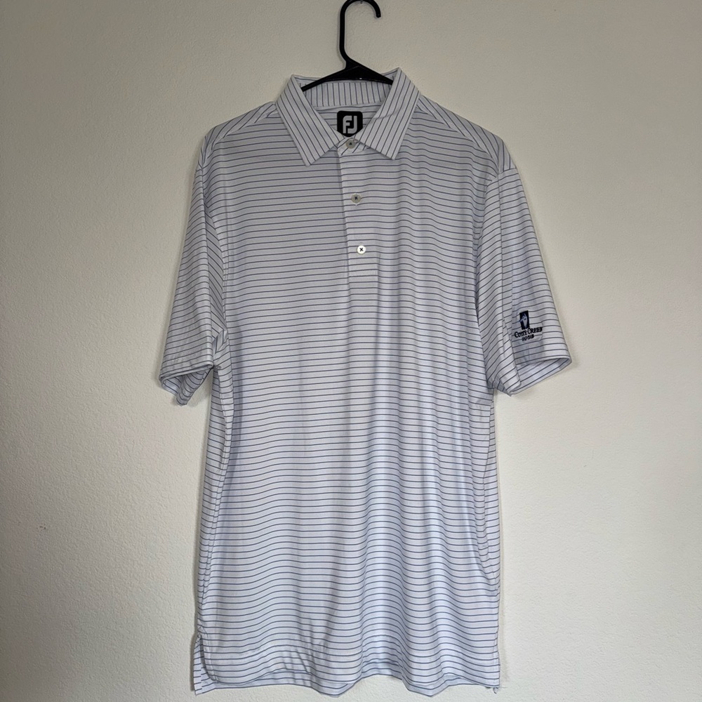 FootJoy Men's White Striped Polo Shirt size M